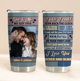Tumbler personnalisé - Couple photo personnalisé retourne l’horloge